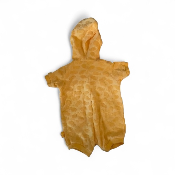 Vintage Y2K Carter's Baby Yellow Orange Terrycloth Hooded Romper 0-3M Fish Patch - Picture 2 of 5